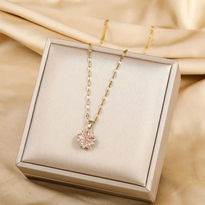Romantic Sakura Rose Necklace