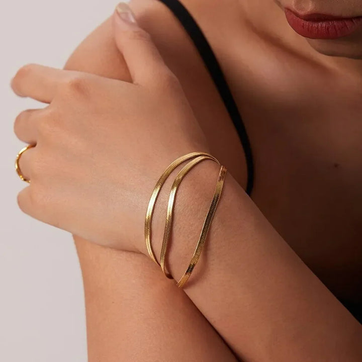 Angelica® Stainless Steel Herringbone Bracelet