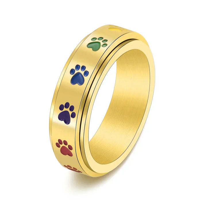 Rotating Paw-Shaped Stress Relief Ring