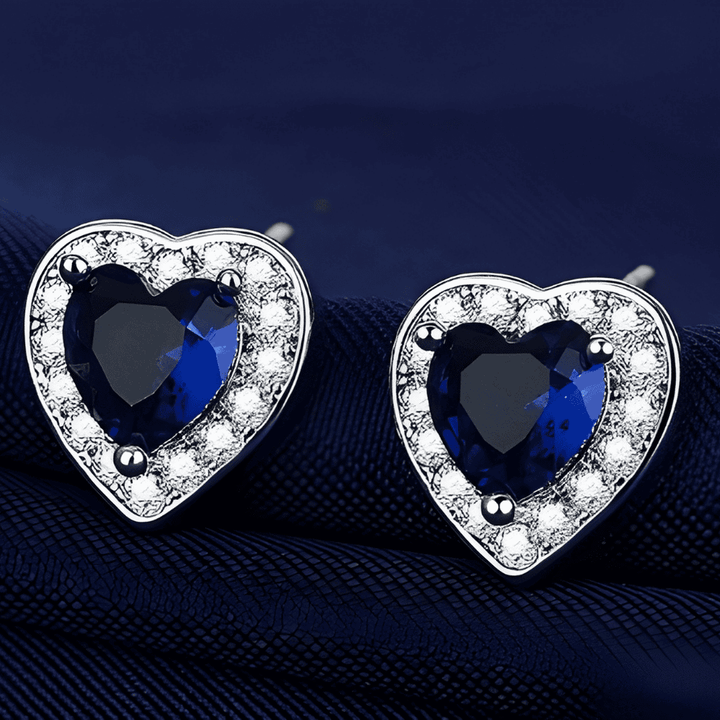 Sapphire Heart Stud Earrings