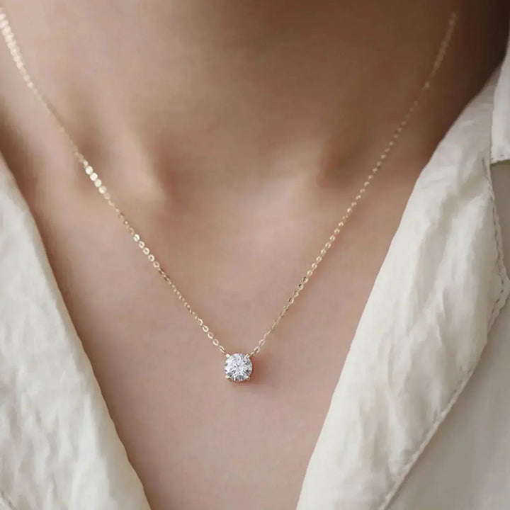 Sterling Silver Necklace with Gold Plating and Zircon