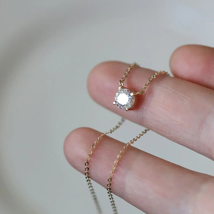 Sterling Silver Necklace with Gold Plating and Zircon