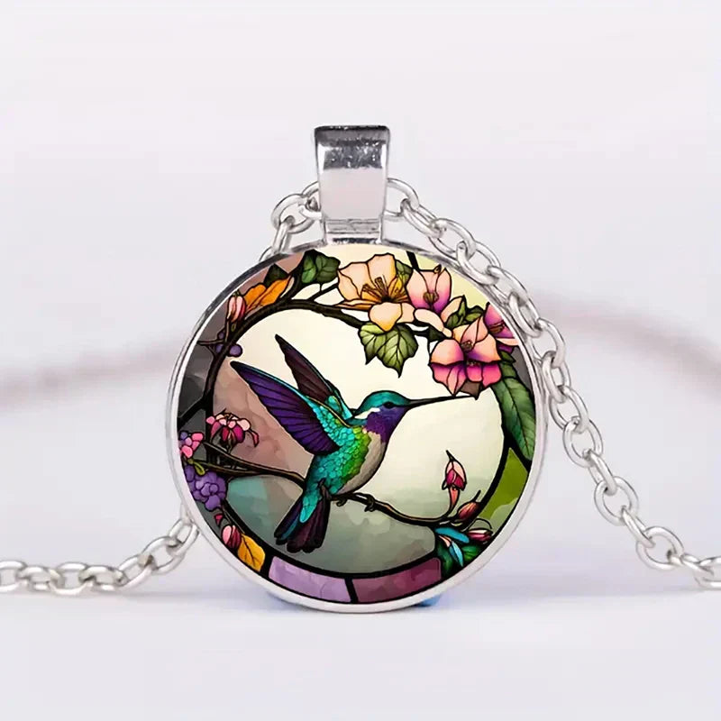 Necklace with Hummingbird Pendant and Dome