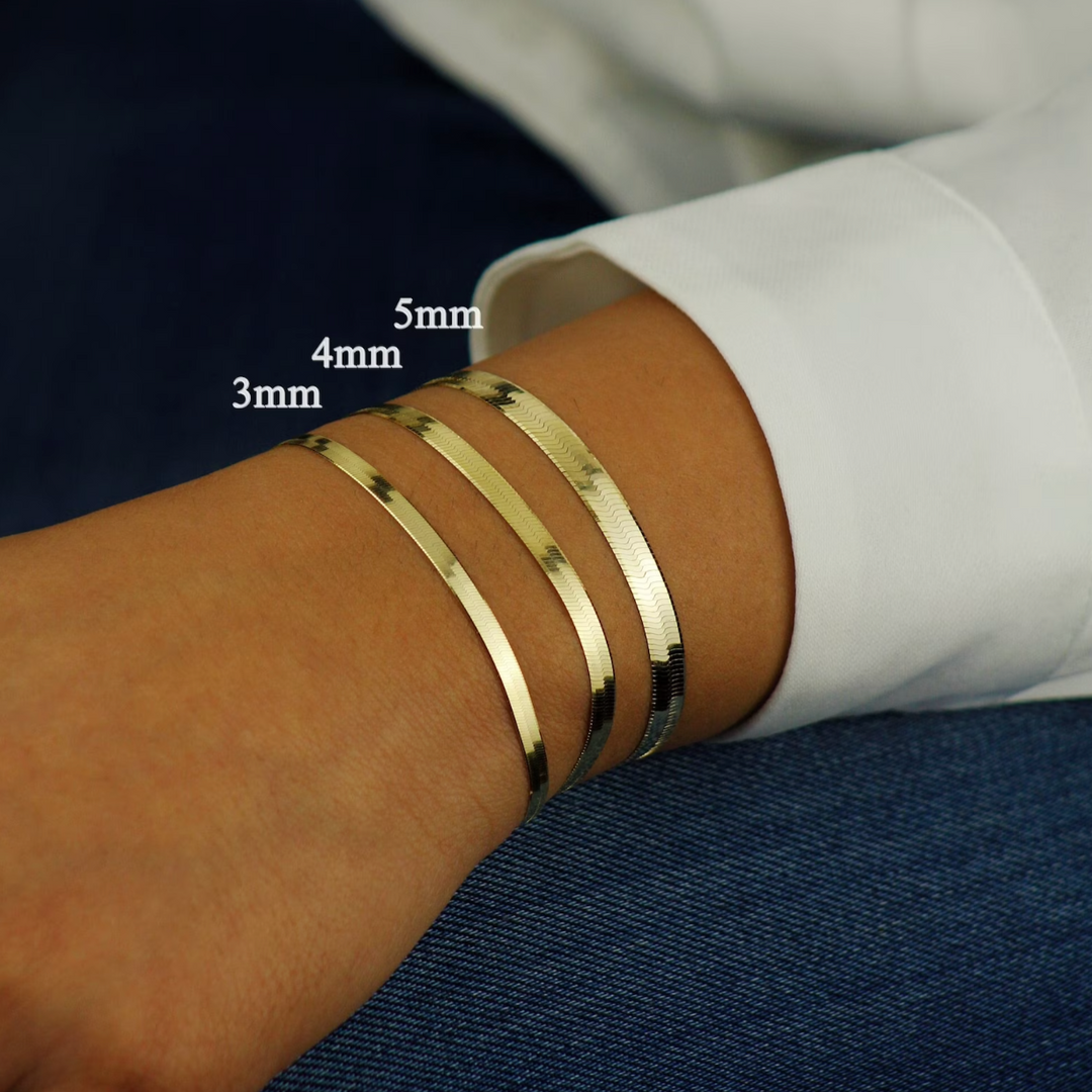Angelica® Stainless Steel Herringbone Bracelet