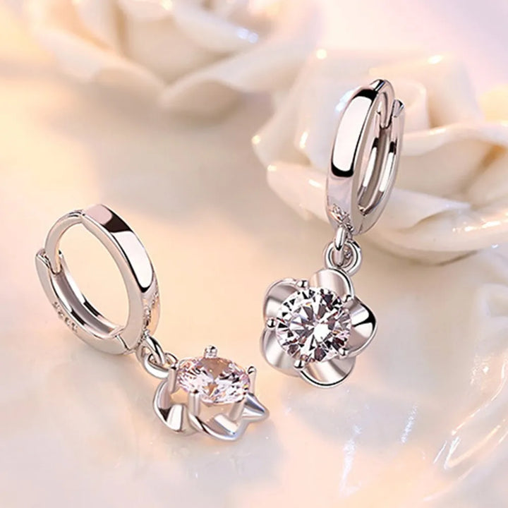 Earrings with Purple and White Zirconia