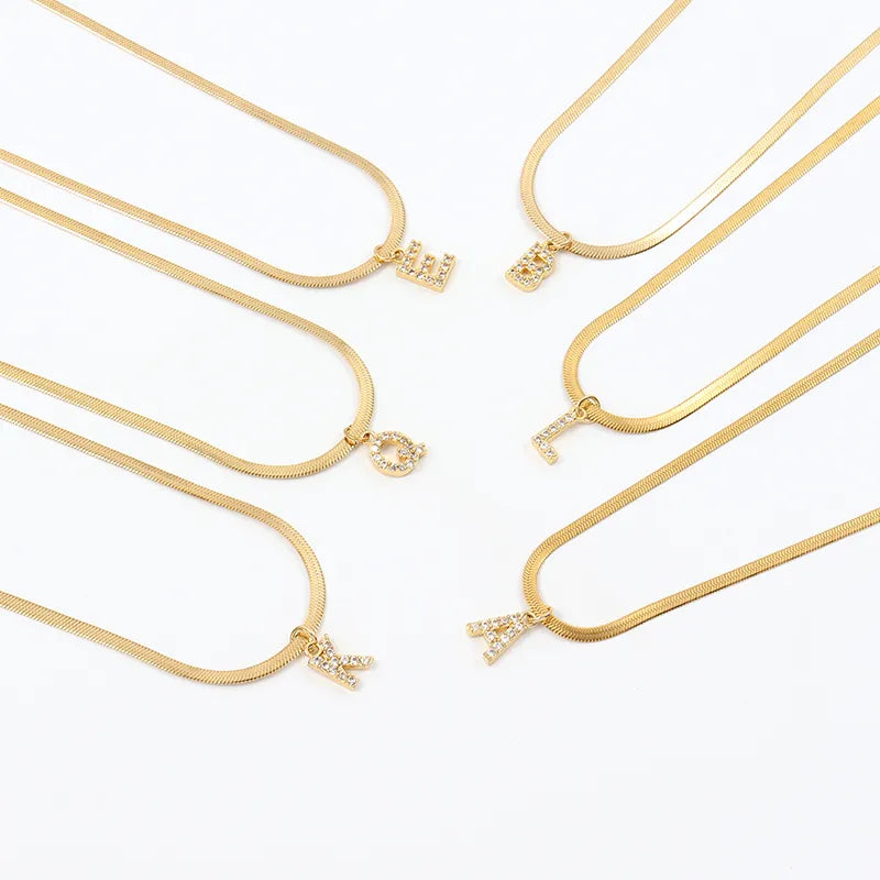 Melly Initial Herringbone Necklace