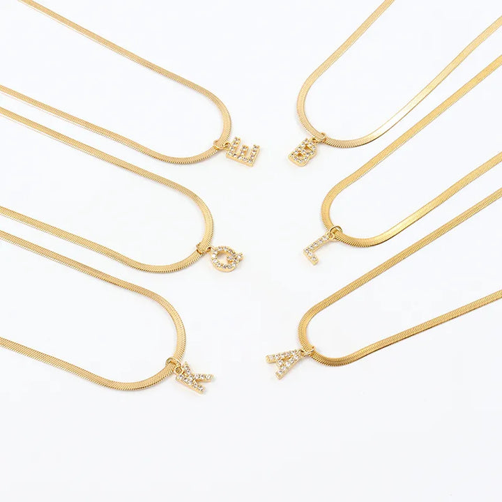 Melly Initial Herringbone Necklace
