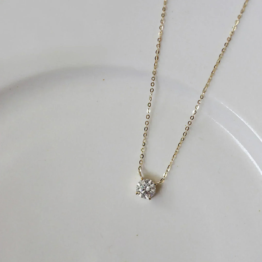 Sterling Silver Necklace with Gold Plating and Zircon
