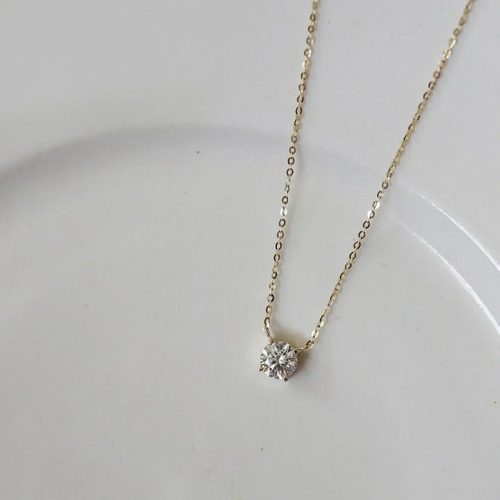 Sterling Silver Necklace with Gold Plating and Zircon