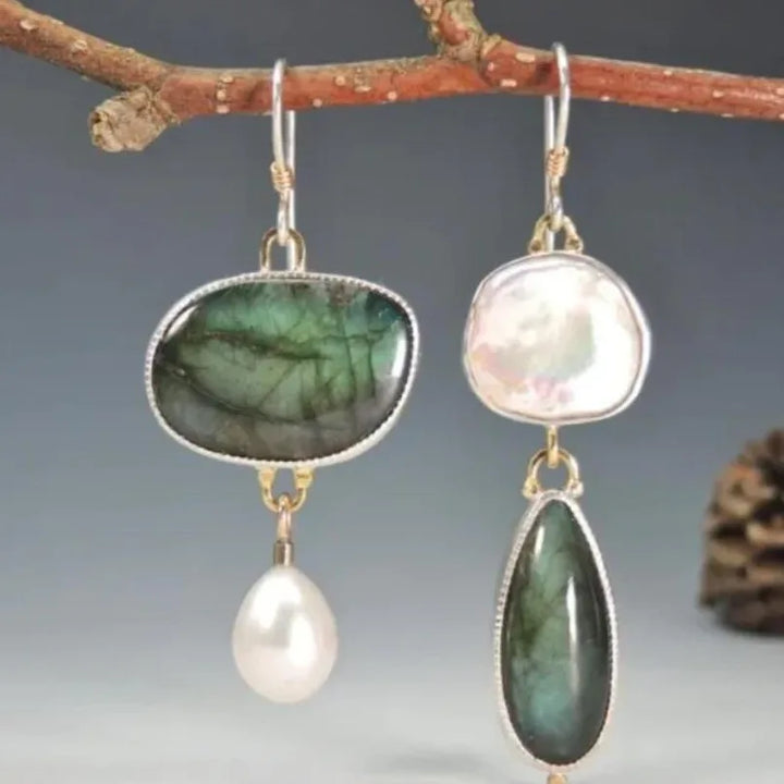 Elegant Statement Earrings with Labradorite Beads