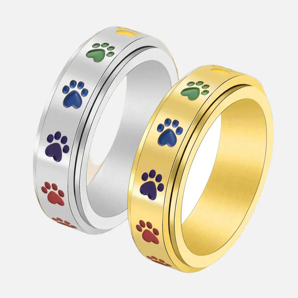 Rotating Paw-Shaped Stress Relief Ring