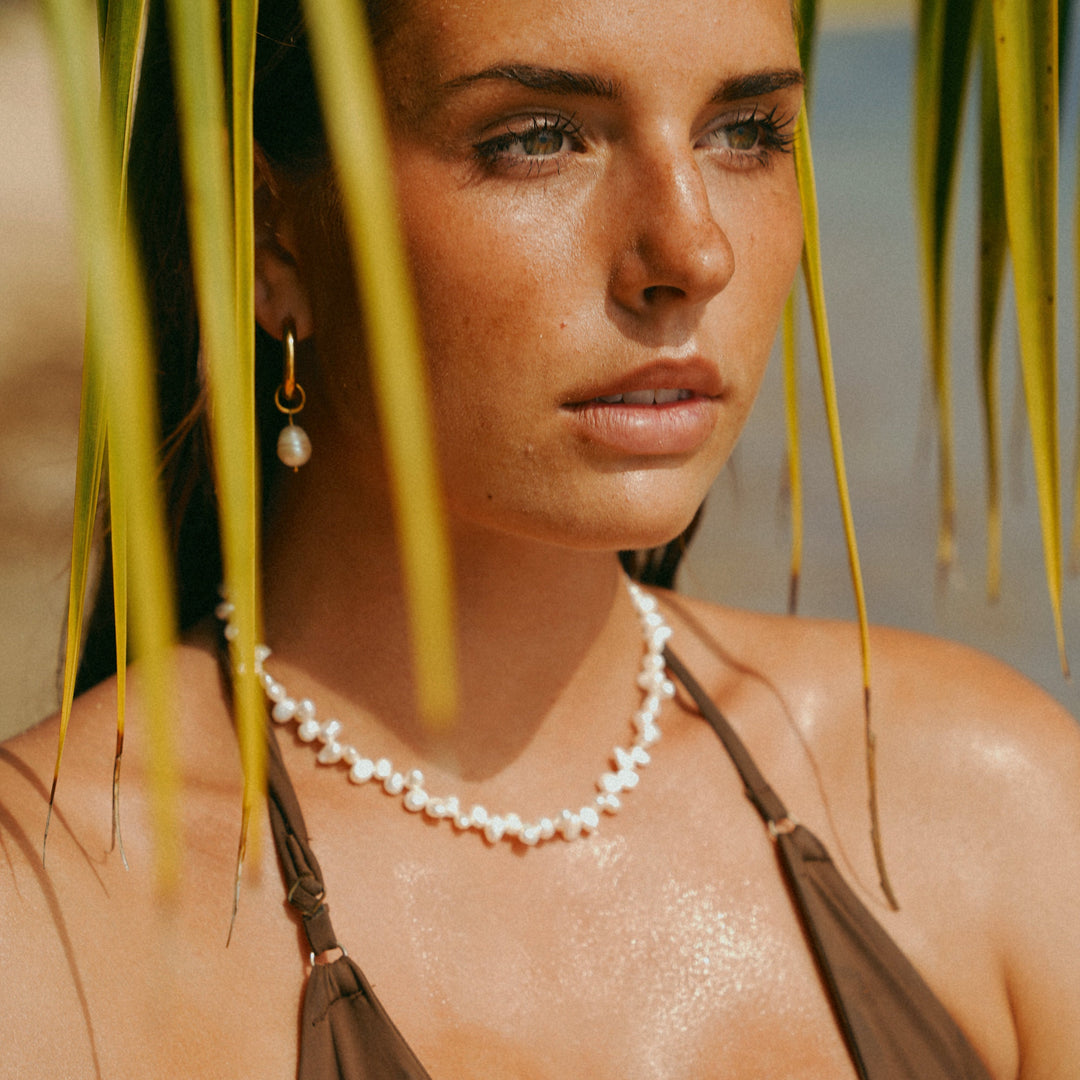 Bethany Pearl Drop Hoop