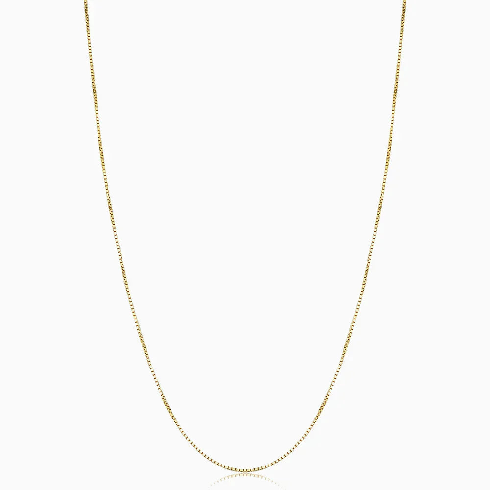 Simple gold box chain with refined finish