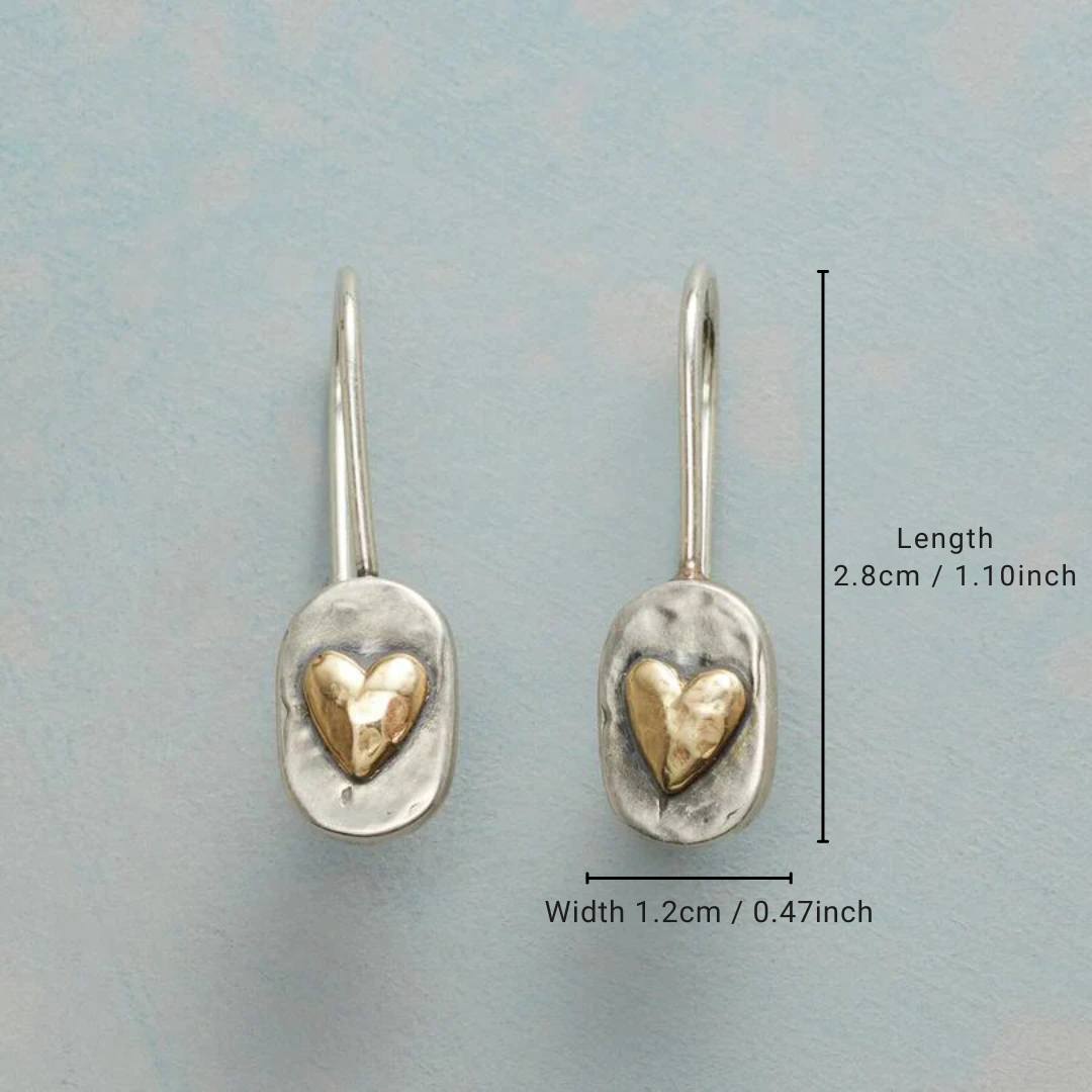 Vintage Silver and Gold Heart-Shaped Earrings