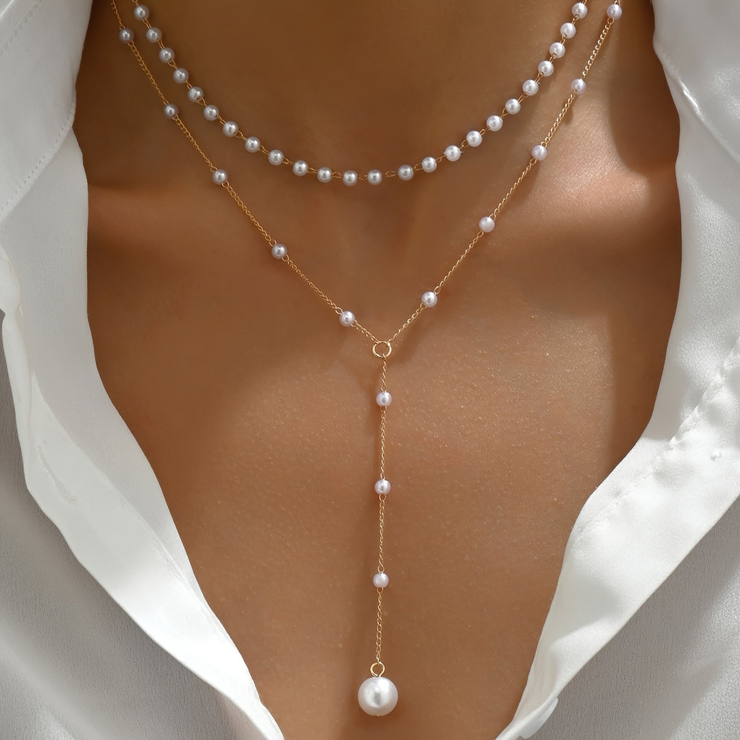 Evelyn Pearl Double Layer Necklace