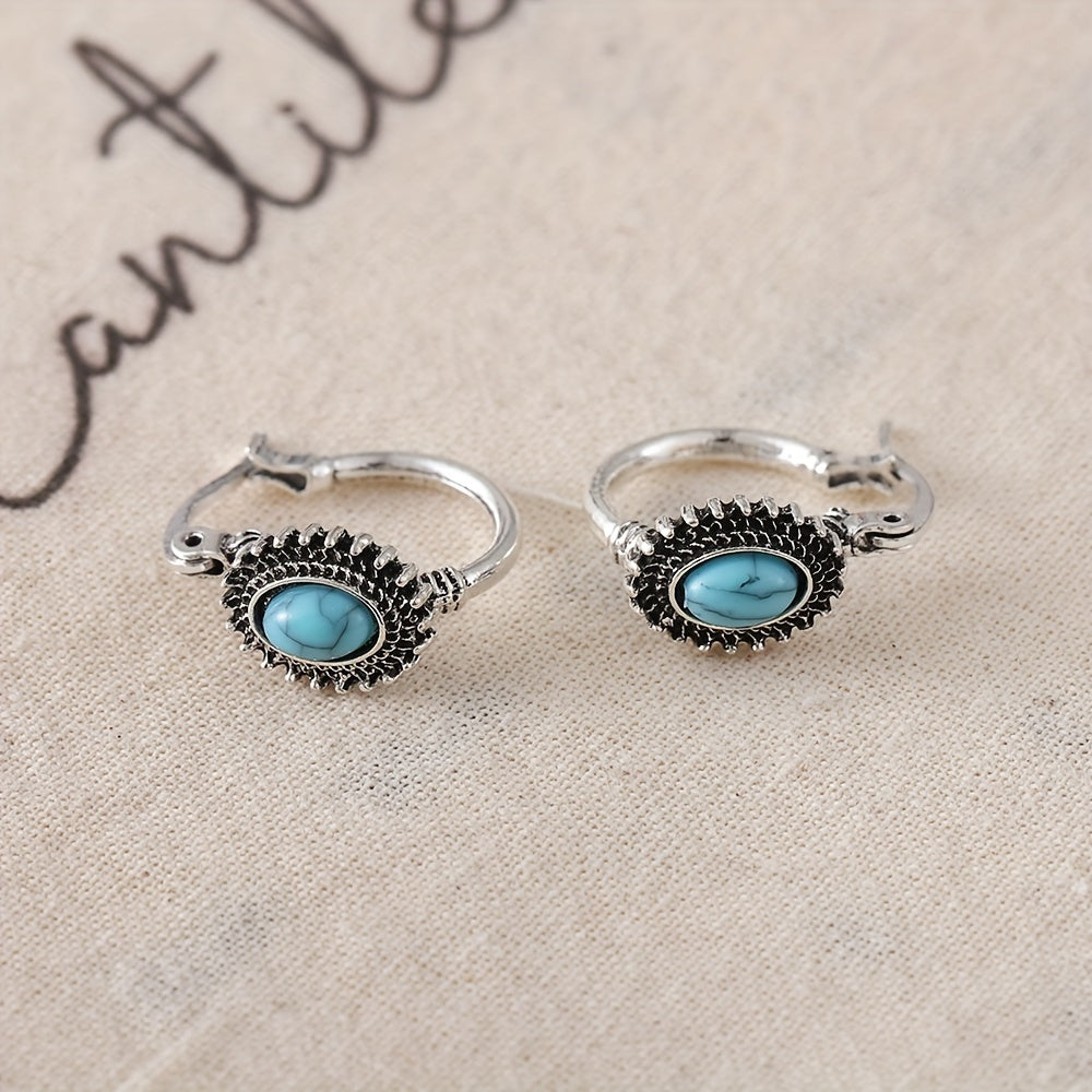 Turquoise Crest Hoop Earrings