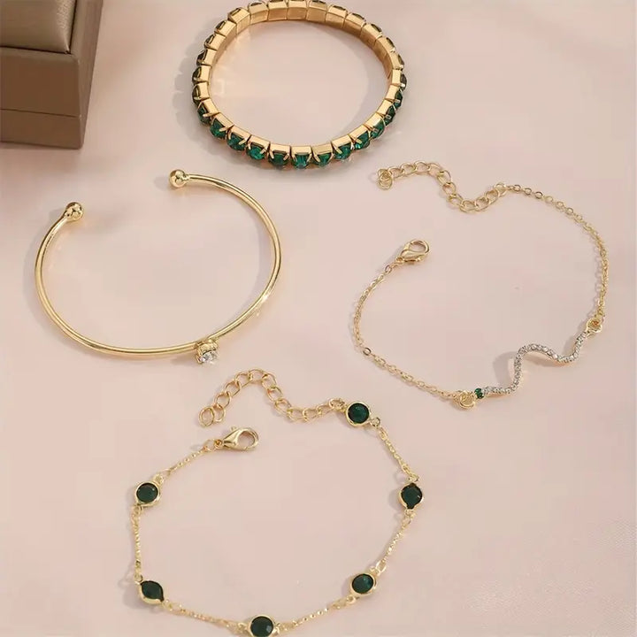 Set of Pure Green Stone Bracelets