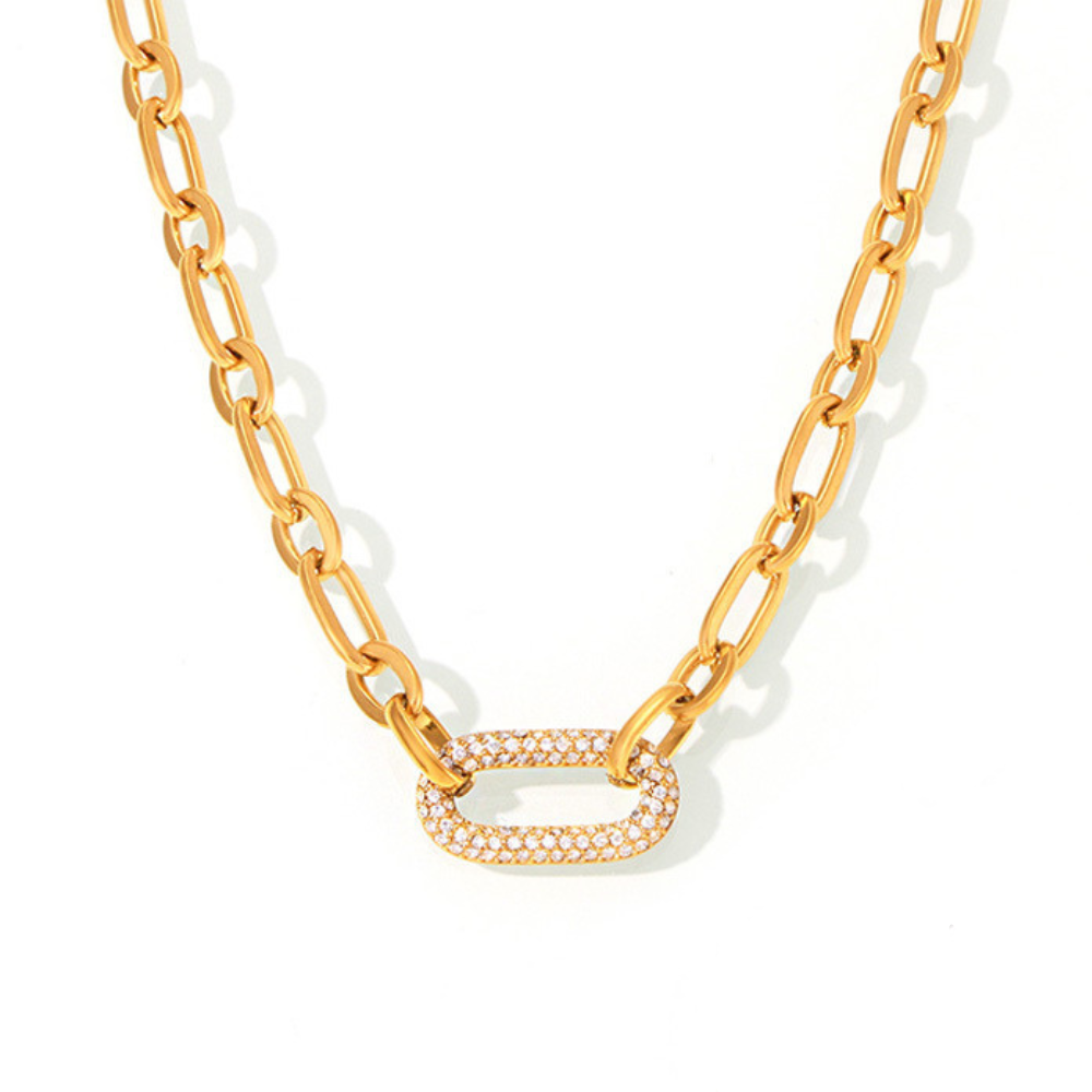 Pavé Link Chain Jewellery Set | Gold