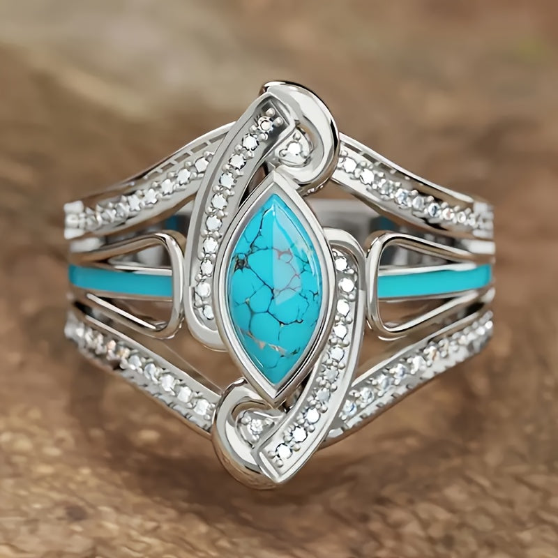 Turquoise Marquis Statement Ring
