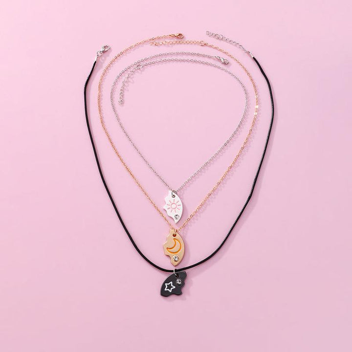 Magnetic Rhinestone Star, Moon & Sun Necklaces (3pc)