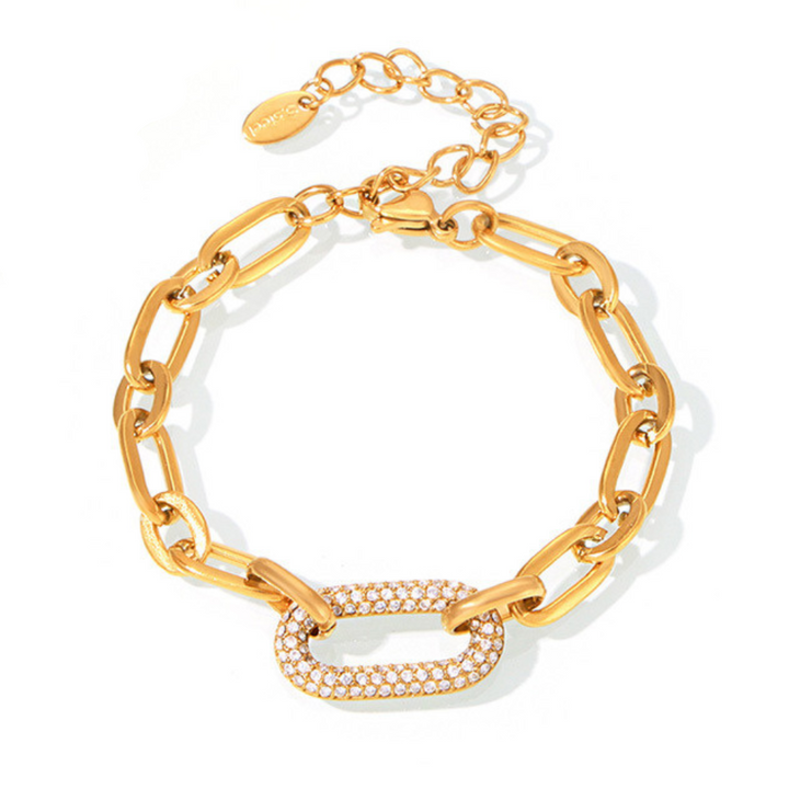 Pavé Link Chain Jewellery Set | Gold