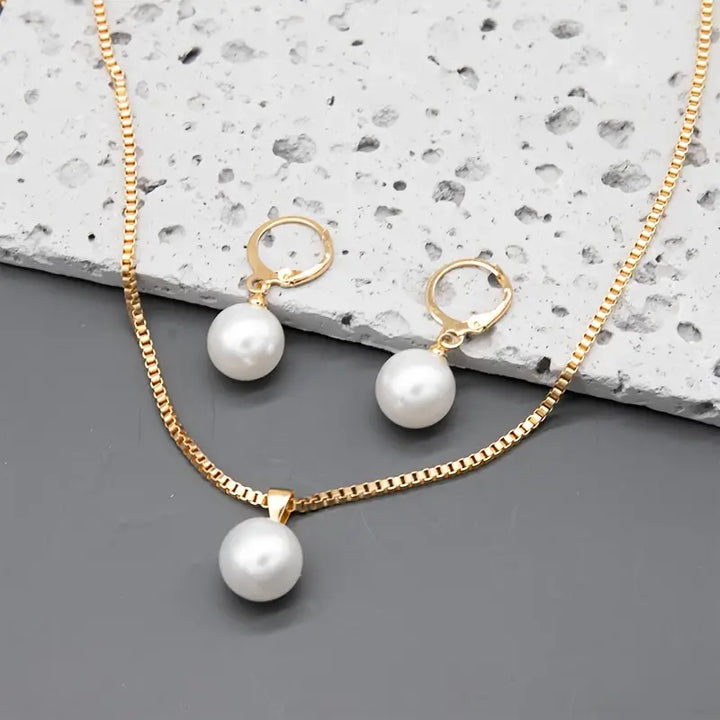 Gold Pearl Jewellery Set