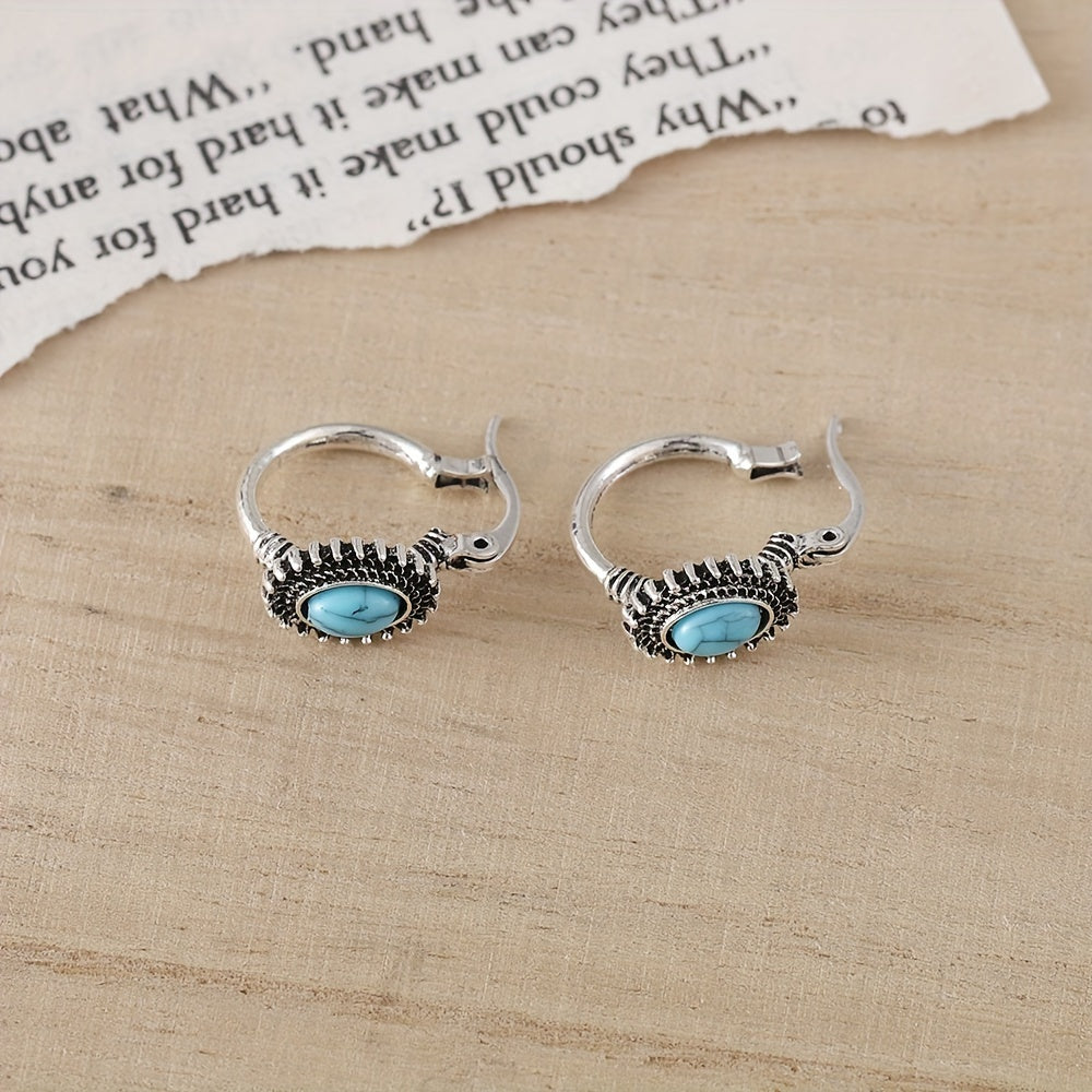 Turquoise Crest Hoop Earrings