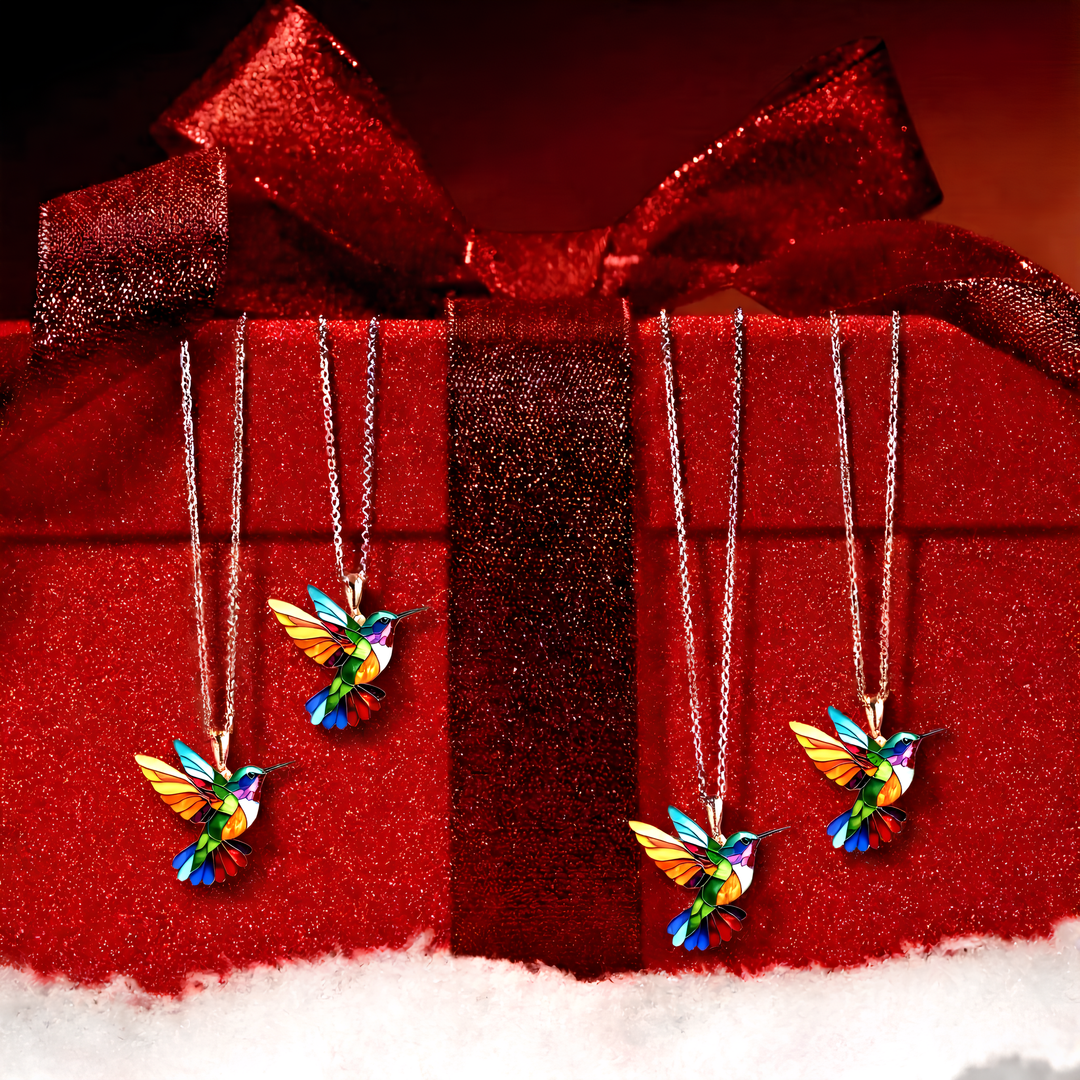 Hummingbird Necklace + Earrings Set