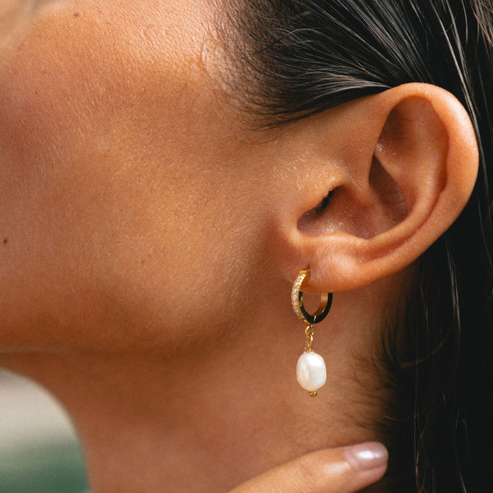 Pearl Hoop Earrings