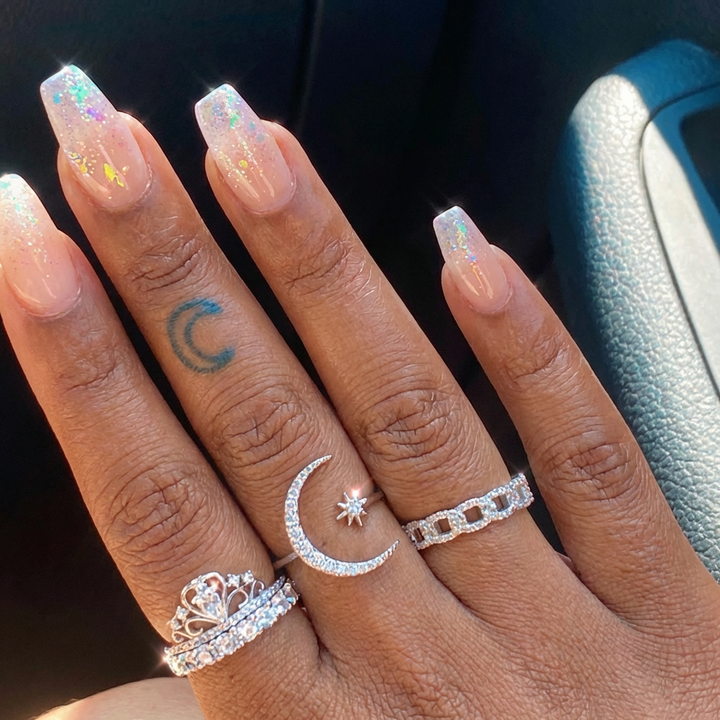 Silver Moon and Star Ring