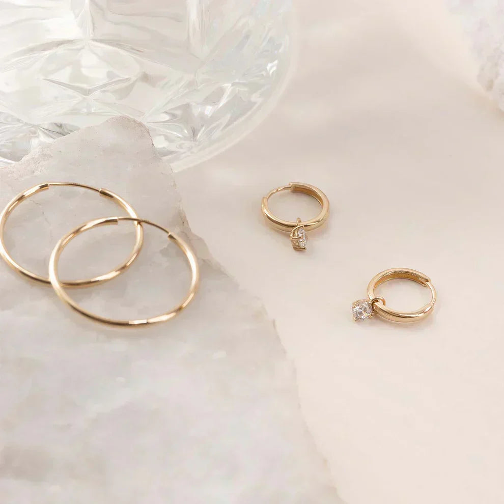 Hoop earrings with Moon Tears stones