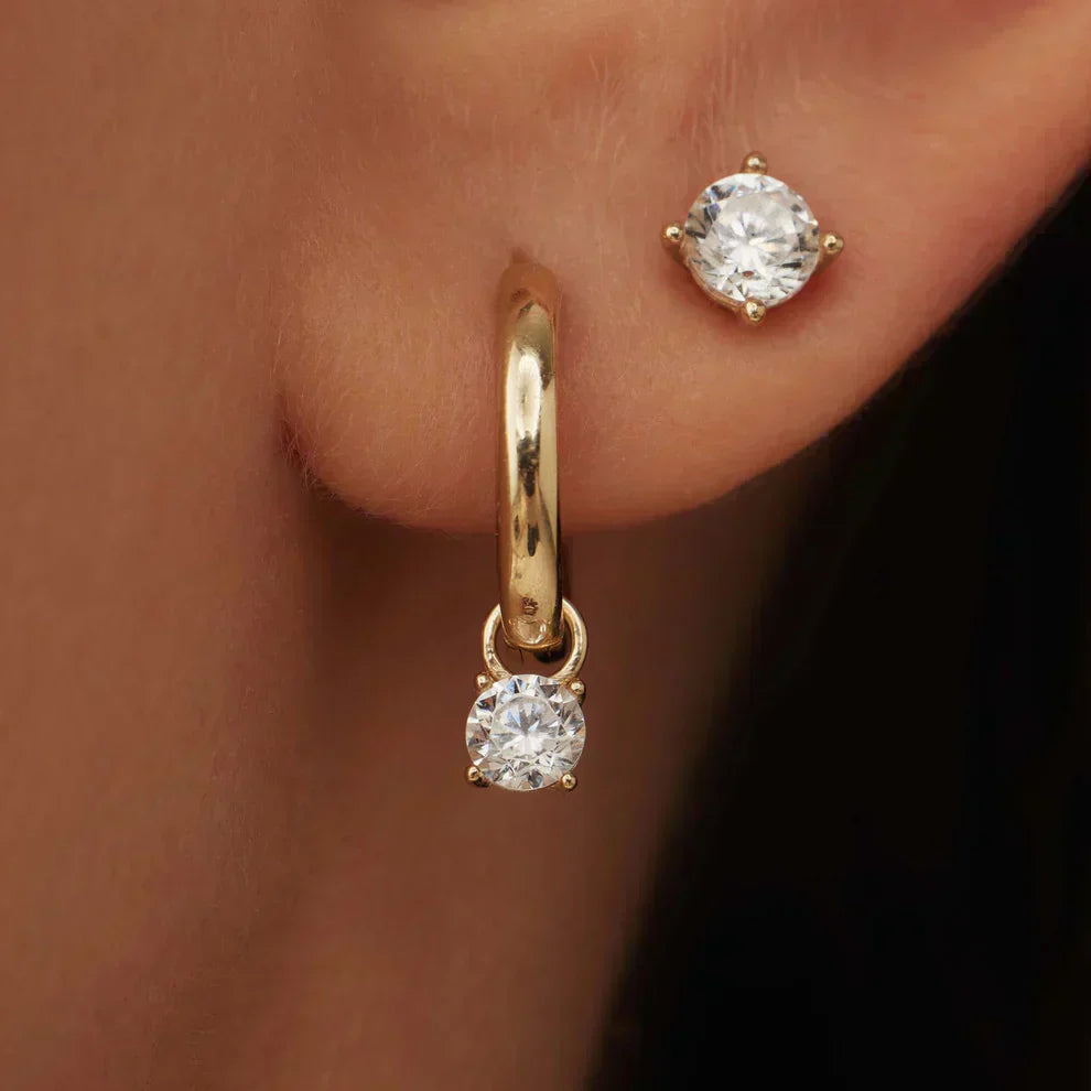 Hoop earrings with Moon Tears stones