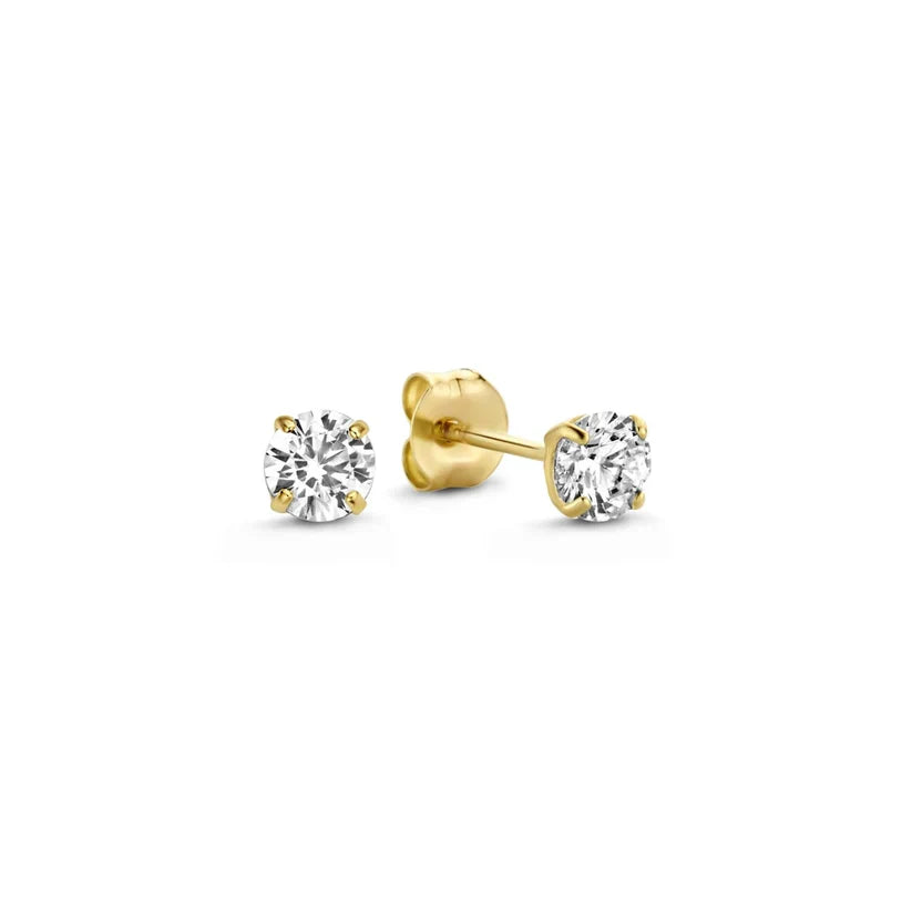 Soft gold earrings with an elegant stone