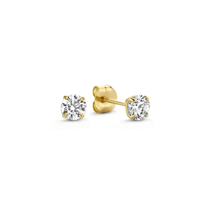 Soft gold earrings with an elegant stone