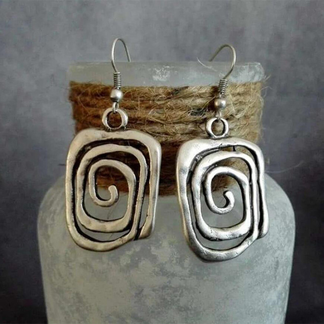 Spiral Boho Silver Earrings