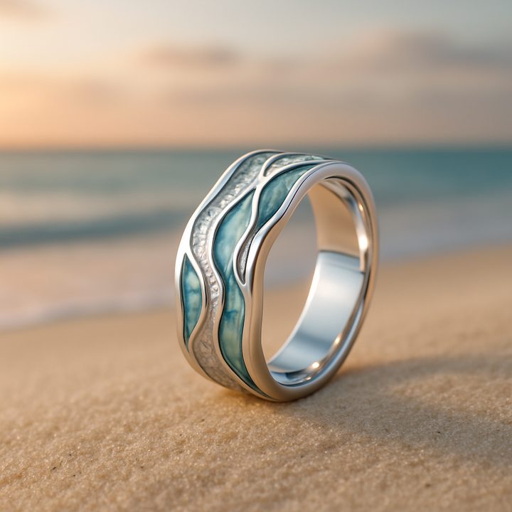 Ring with Turquoise Waves