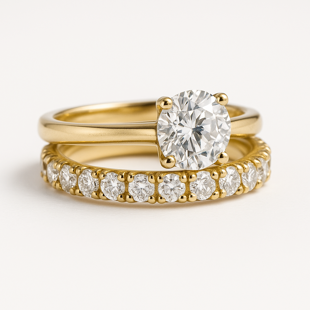 Minimalist gold ring with subtle zirconia stones