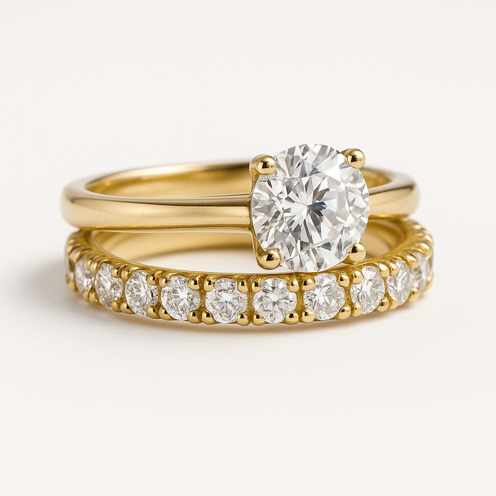 Minimalist gold ring with subtle zirconia stones