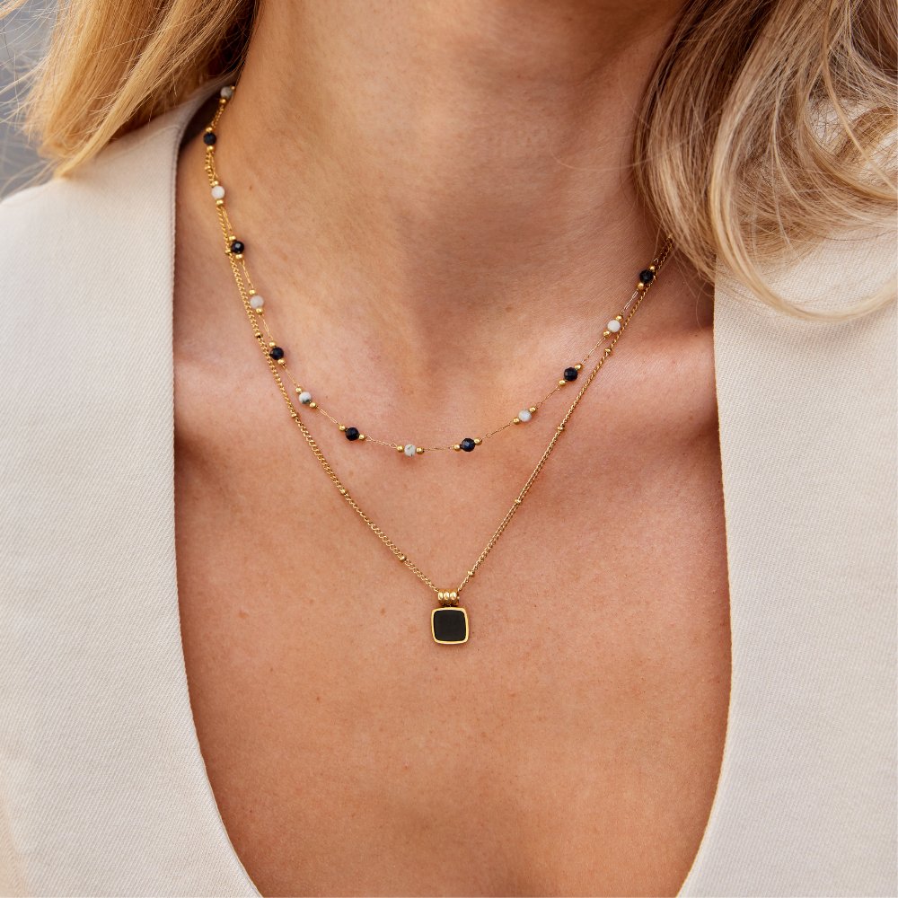 Lulu Necklace with Midnight Stone Pearls