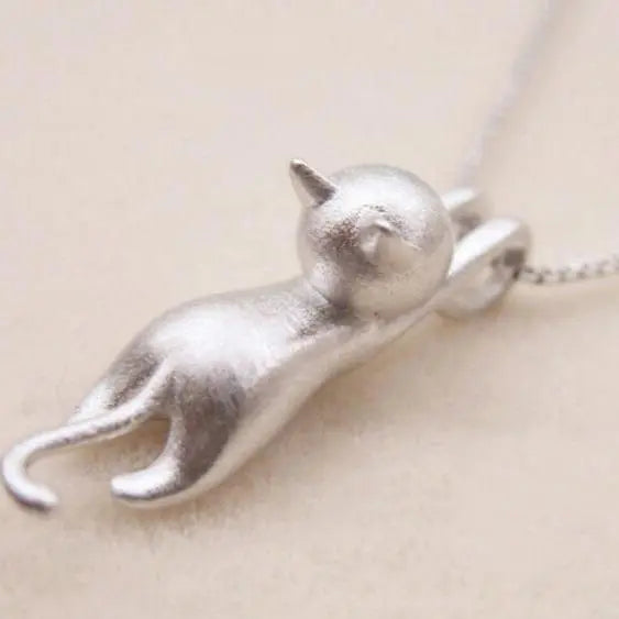 Fun Necklace with a Silver Kitten