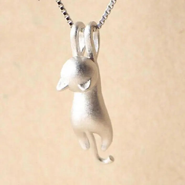 Fun Necklace with a Silver Kitten