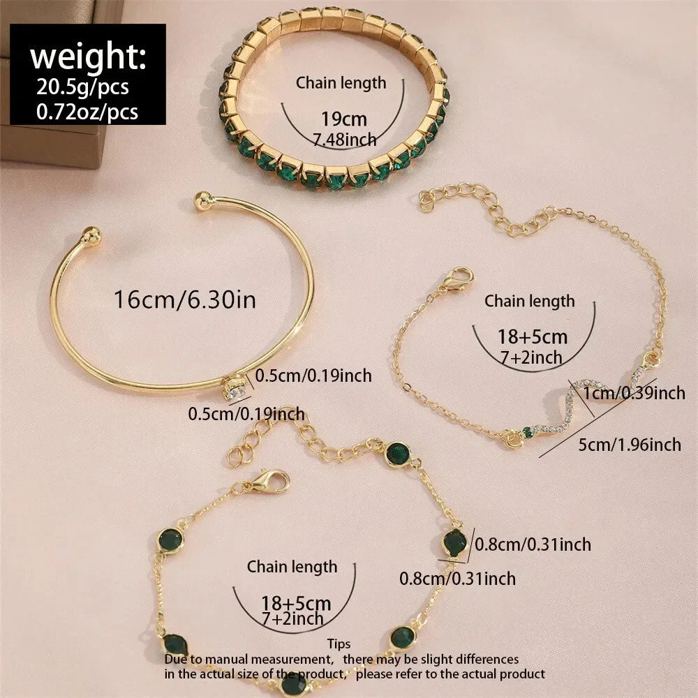 Pure Emerald Bracelet Set | Gold
