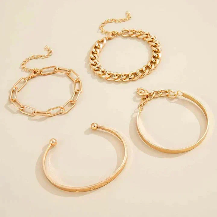 Elegant gold bracelet set with refined details