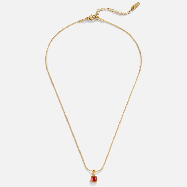 Square Pendant Birthstone Necklace