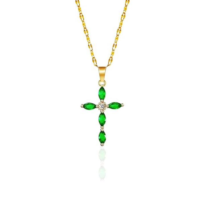 Emerald Cross Necklace