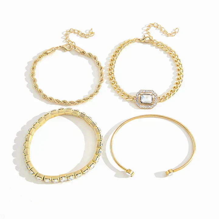 Elegant silver bracelet set with subtle moon shape